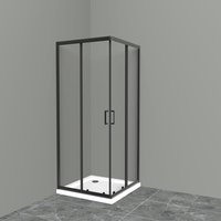 душевой уголок belbagno uno-195-a-2-100-c-nero 100x100 стекла прозрачные, профиль черный матовый