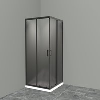 душевой уголок belbagno uno-195-a-2-90-p-nero 90x90 стекла текстурные (punto), профиль черный матовый