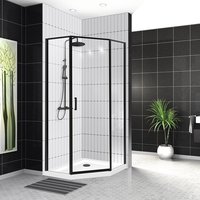 душевой уголок belbagno uno-195-p-1-100-c-nero 100x100 стекла прозрачные, профиль черный матовый